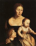 Hans Holbein The Artist's Wife with Katherine and Philip oil painting on canvas